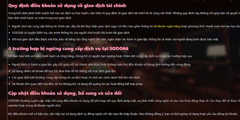 Điều khoản và điều kiện Sodo66 về xử lý các vi phạm